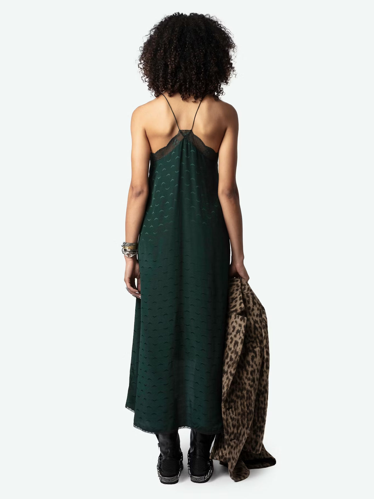 Vestido Risty Wings De Jacquard De Seda