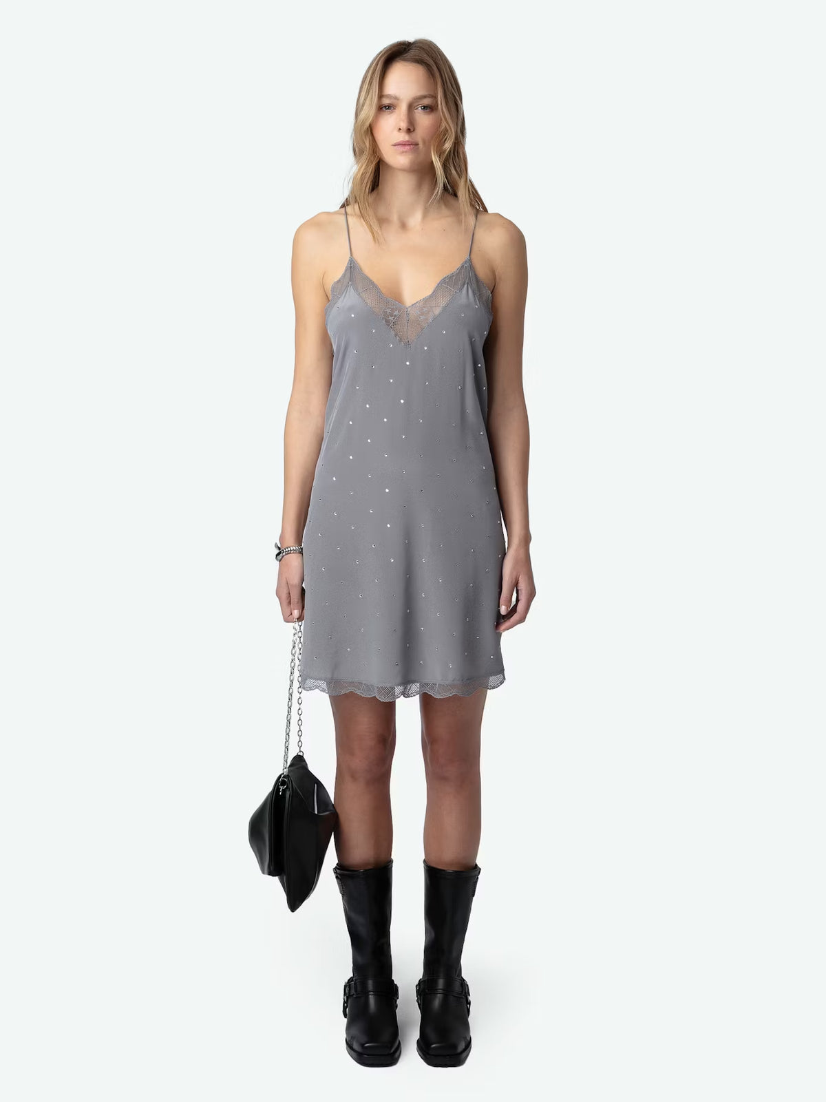 Vestido De Seda Ristyz Con Strass
